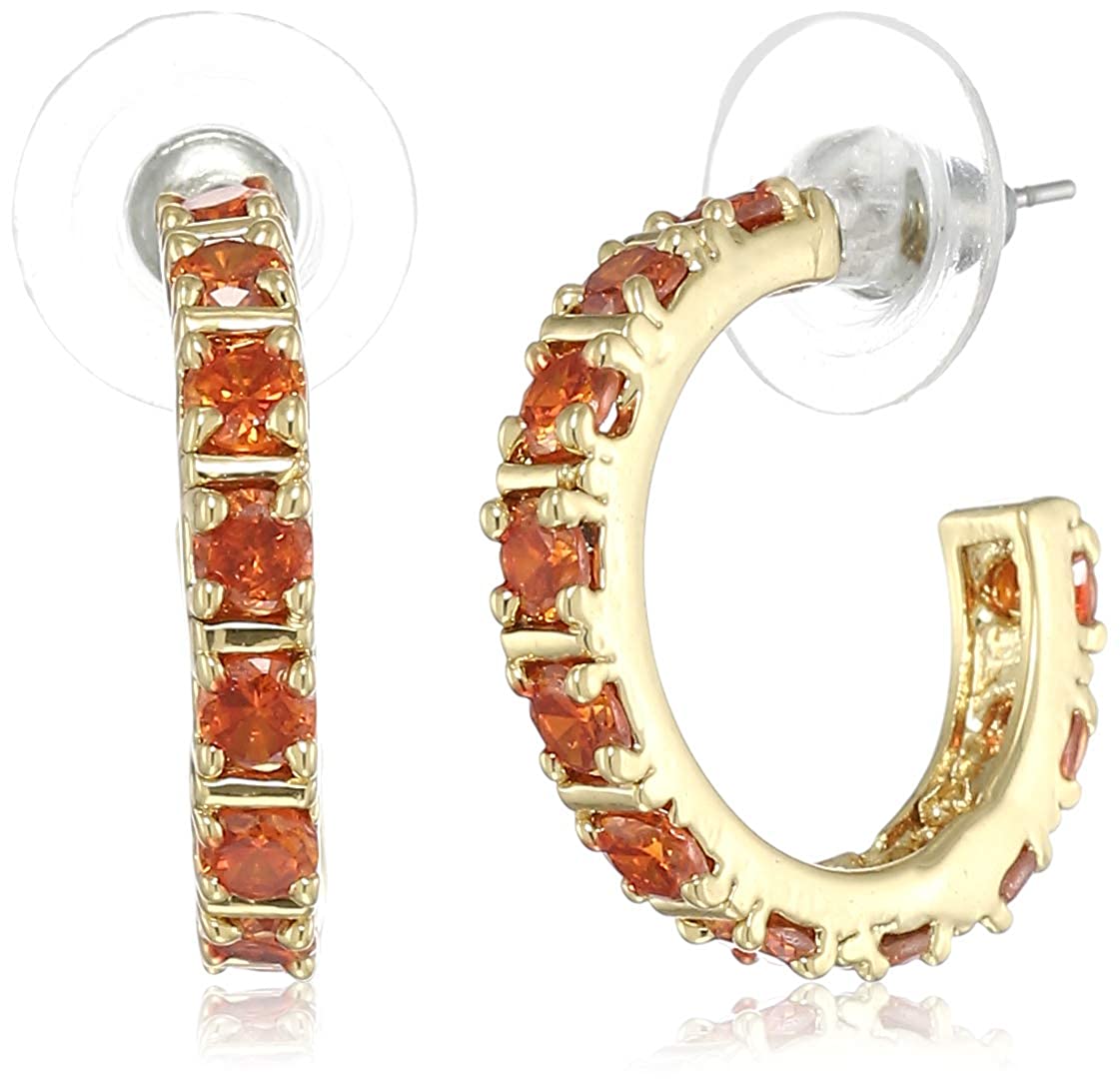 Estele 24 karat Gold Plated Exquisite Orange Crystal Pendant Ring Bracelet and Earrings Combo for Girls