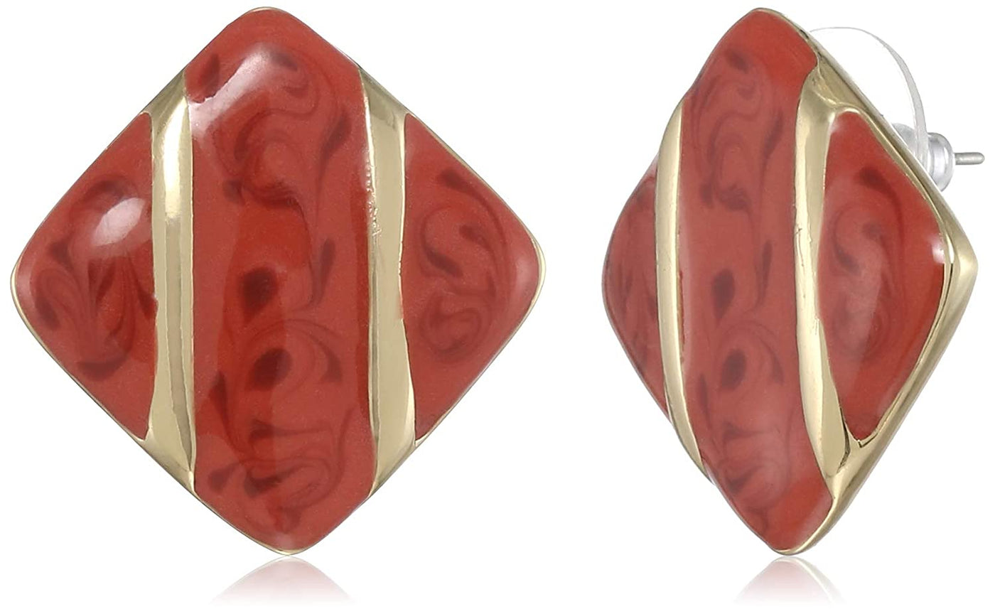 Estele Valentine's Day Earrings For Women - Enamel and Gold Plated Combo Iamond shaped Earrings Set For Girls & Women