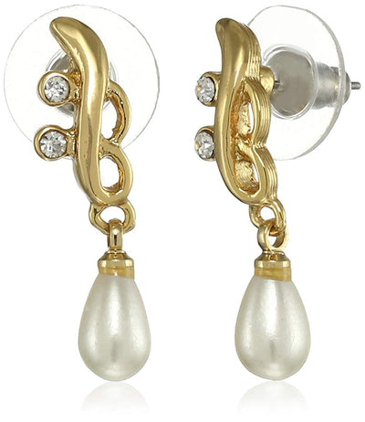 Estele Valentines Day Gift Pearl Drop AD Earrings For Girls & Women