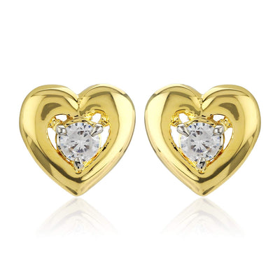 Estele Valentine Gifts for Girlfriend/Wife: 3 Pairs Hearts Gold Plated Stud Earrings For Girls & Women