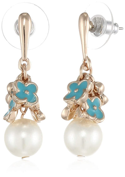 Estele Valentines Day Special Earrings For Gift Stud Earrings For Girls & Women(WHITE & AQUA)
