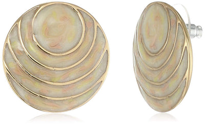 Estele Valentine Gift Jewellery Earrings | Gold Plated Round Stud Earrings For Girls & Women(BEIGE & BLUE)