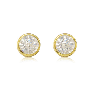Estele Valentines Day Gift For Her Gold Tone Plated Round Pearl Small Stud Earrings for women