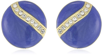 Estele Valentines Day Special Earrings - Gold Plated Enamel Round Stud Earrings For Girls & Women(RED & BLUE)