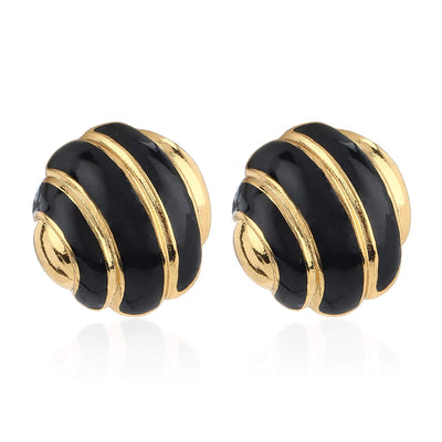 Estele - Enamel and Gold Plated Round Stud Earrings For Girls & Women