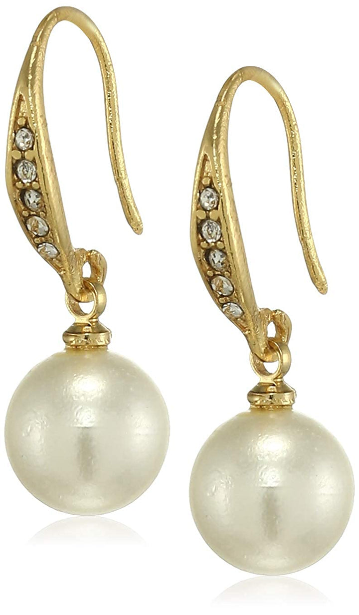 Estele Valentines Day Gift For Her Gold Plated Pearl drop Earrings with Austrian Crystal for Women and Girl