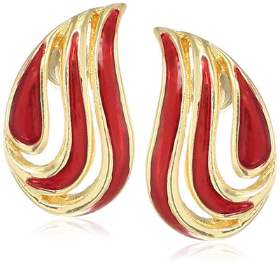 Estele Valentines Day Gift - Angel Wings Stud Earrings For Girls & Women (GREEN & RED)