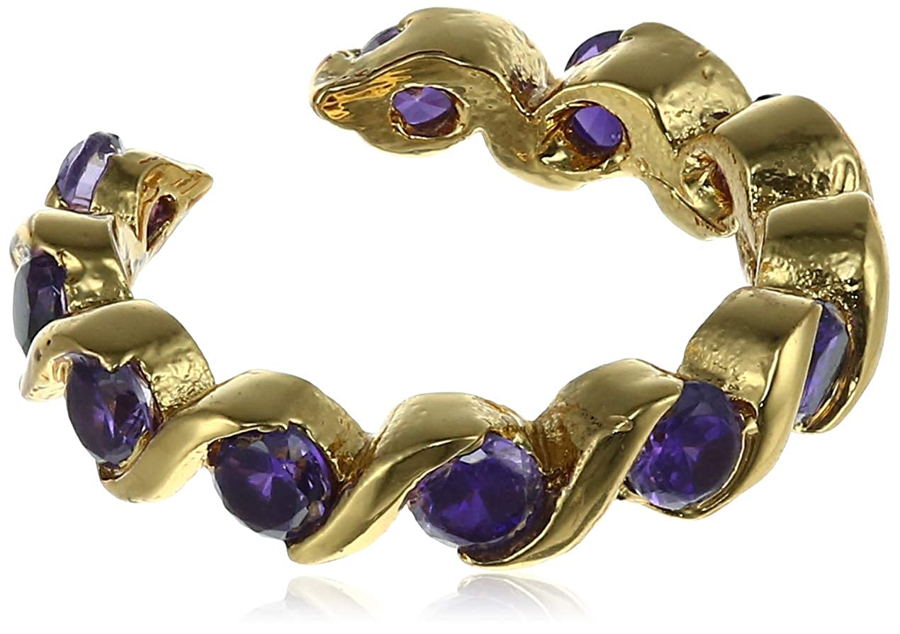 Estele Gold Plated Purple Crystal Pendant Ring Bracelet and Earrings Combo for Girls