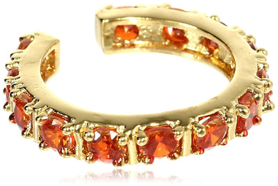Estele 24 karat Gold Plated Exquisite Orange Crystal Pendant Ring Bracelet and Earrings Combo for Girls