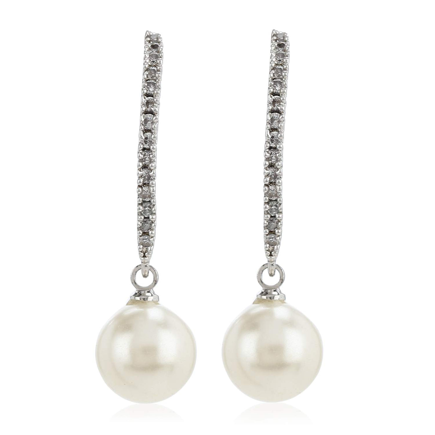 Estele Valentines Day Gift For Girl Friend Rhodium Plated Pearl Drop Earrings For Girls & Women