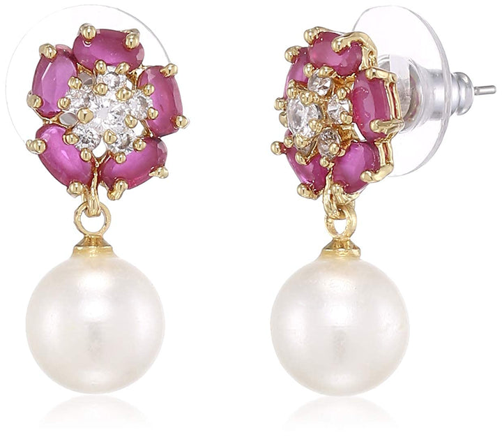 Estele Valentines Day Gift For Wife Gold Plated Stud Earrings For Girls & Women