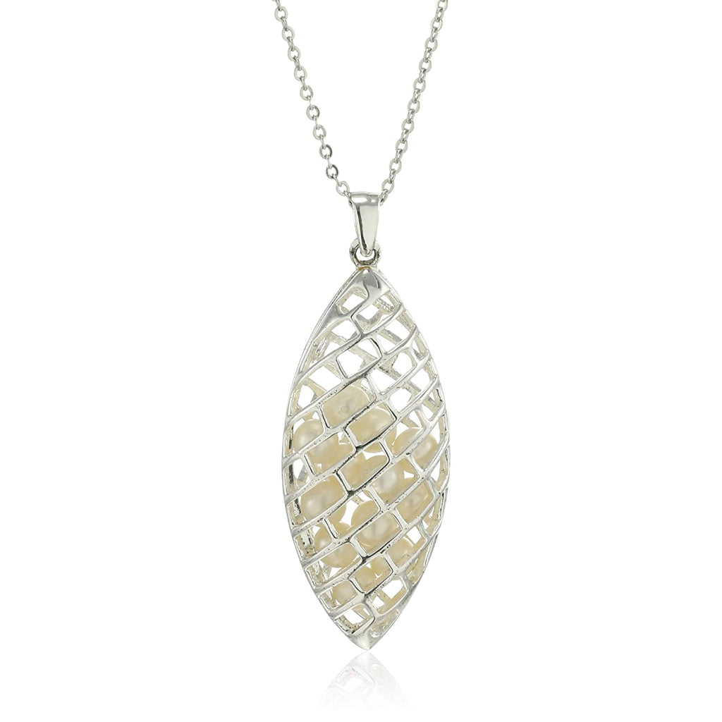 Estele 24 KT Gold Plated Mesh with Pearls Pendant for Women / Girls
