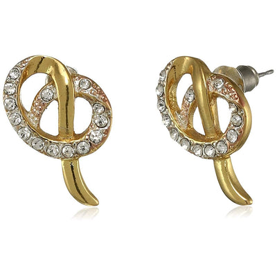 Estele Gold and Silver Plated Pretzel Stud Earrings For Women
