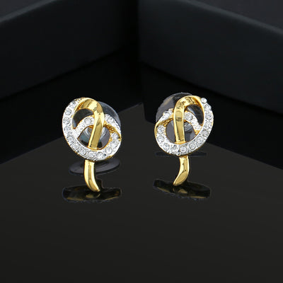 Estele Gold and Silver Plated Pretzel Stud Earrings For Women