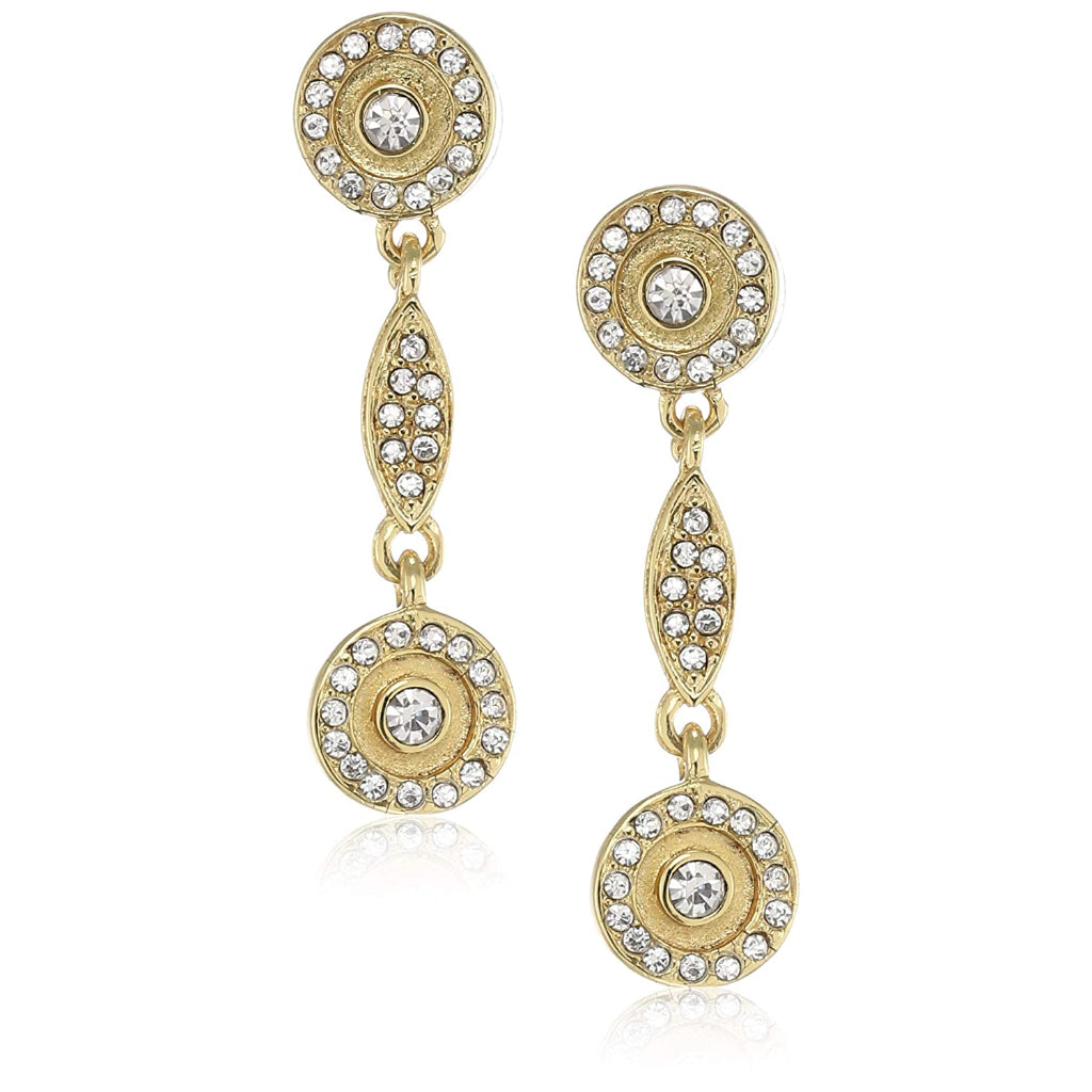 Estele Gold and Silver Plated Crystal Reciever Dangle Earrings for women