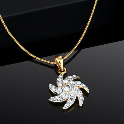 Estele - Gold Plated Flower Shaped Pendant with Austrian Crystals for Women / Girls