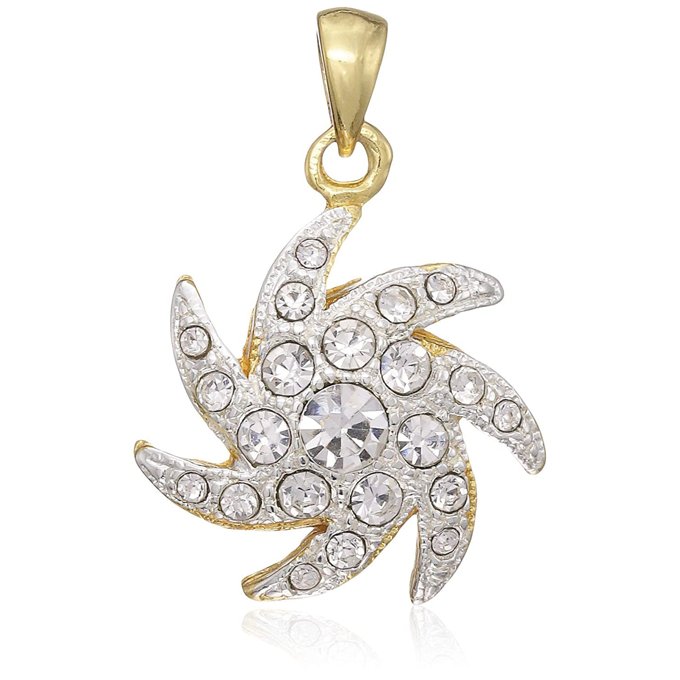 Estele - Gold Plated Flower Shaped Pendant with Austrian Crystals for Women / Girls