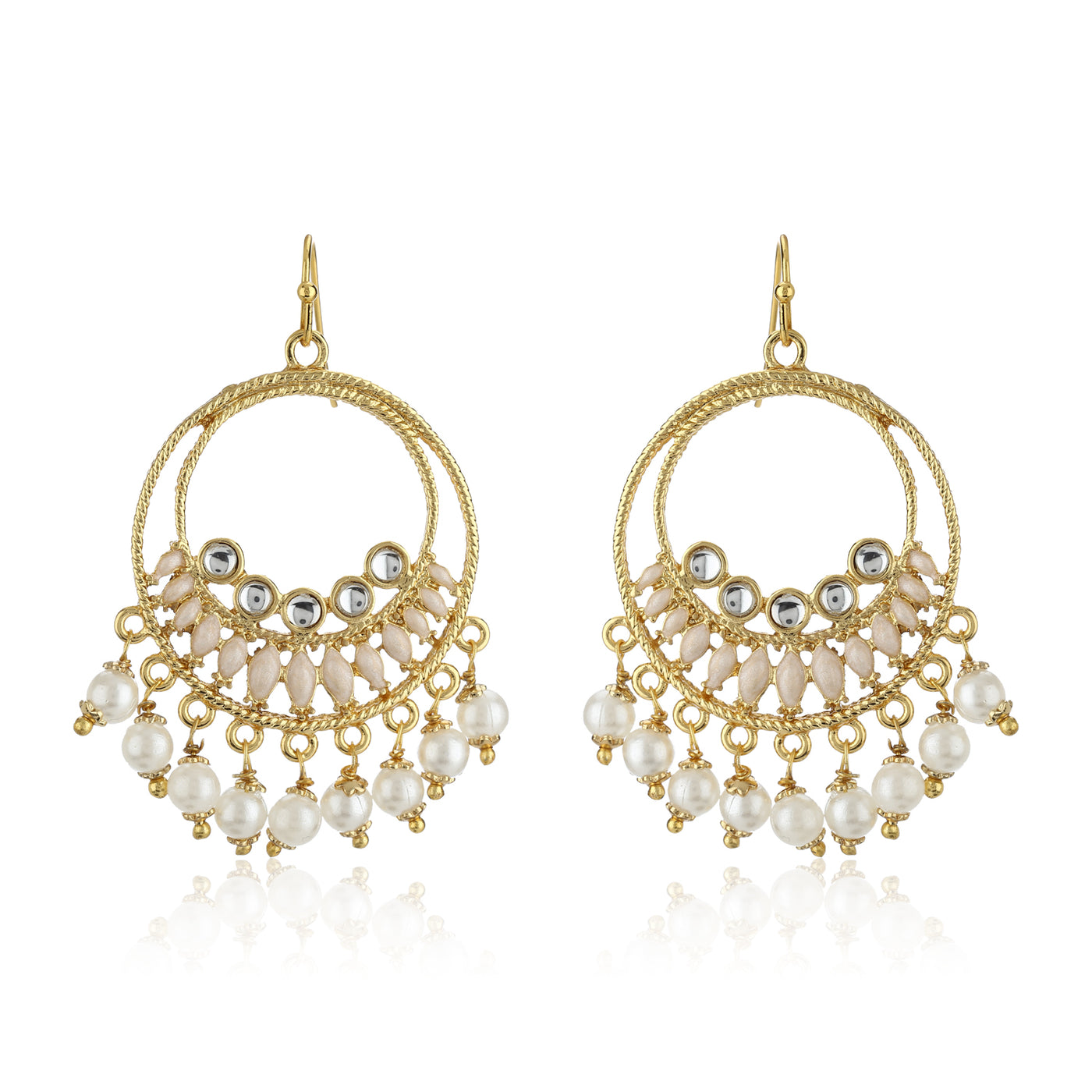 Round Hoops With White Beds Drop earrings