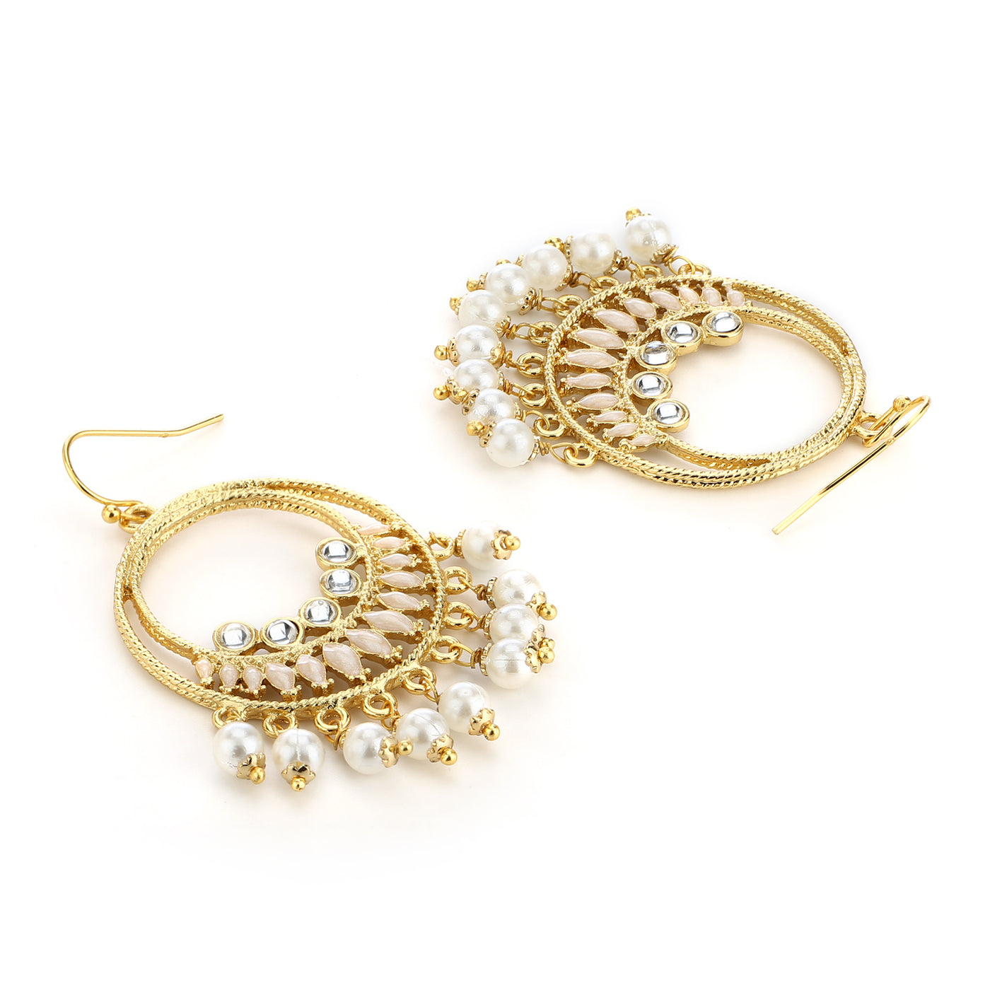Round Hoops With White Beds Drop earrings