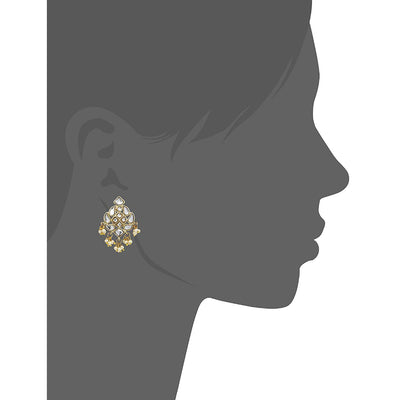 Estele GOLD Plated Kundan Chandbali Hook Dangler Stylish Fancy Party Wear Earrings For Women