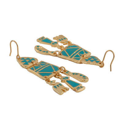 Traditional Gold Plated Blue Enamel Hoop Earrings