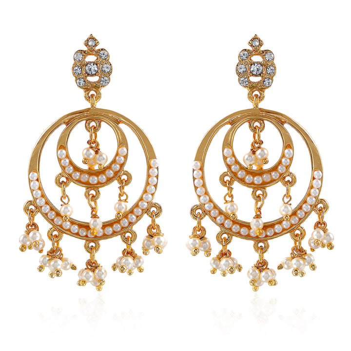 Traditional Chandbali Pearl Drop Earrings