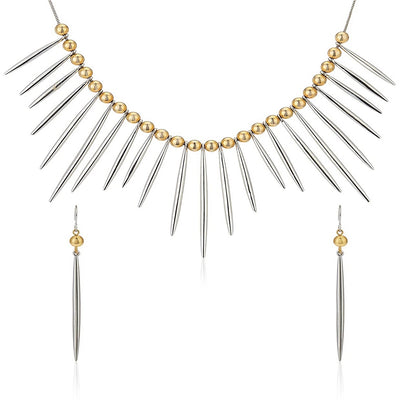 Estele Silver and Gold plated Spike Necklace Set for Women