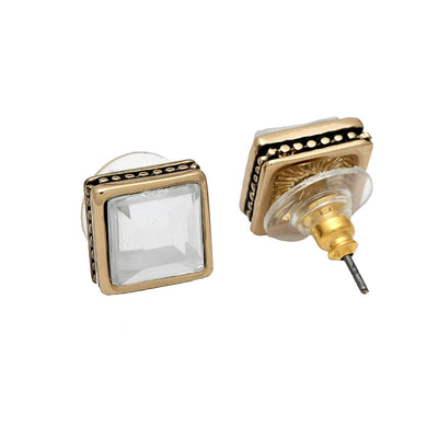Estele -Gold Plated Square Shaped Kundan Stud Earrings