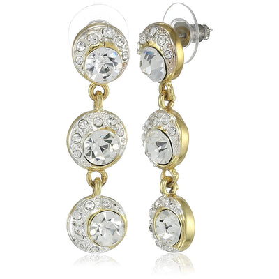 Estele  Gold and Silver Plated Crystal solitaire Halo  Dangle Earrings for women
