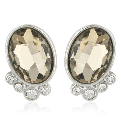 Estele Rhodium Plated Beautiful Stud Earrings with Austrian Crystals for Women