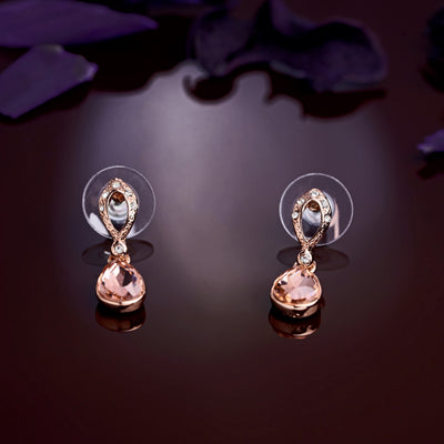 Estele Rose Gold Plated Exquisite Drop Earrings with Austrian Crystals for Women