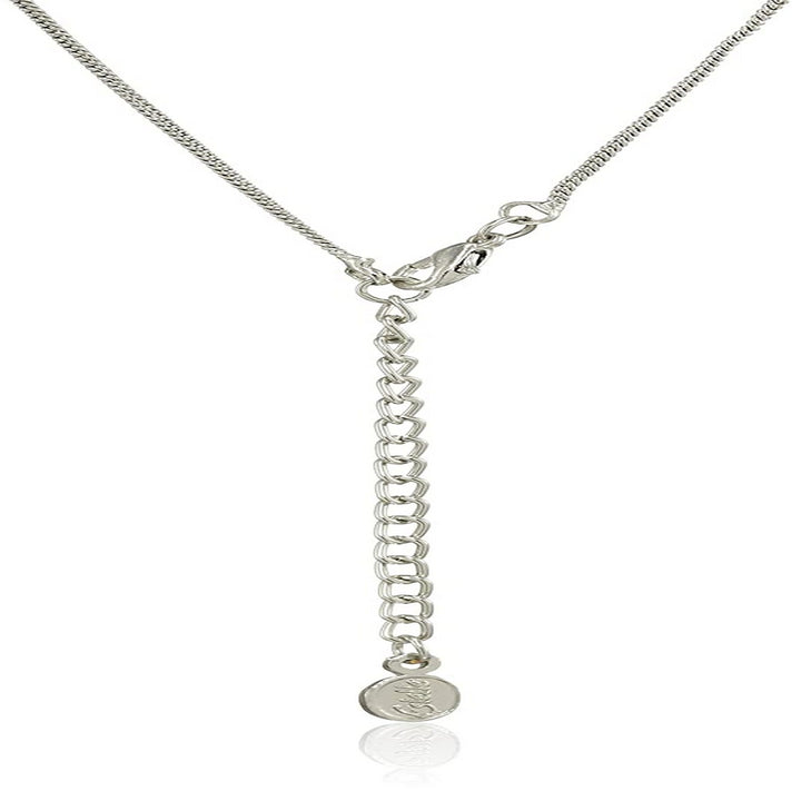 Estele Rhodium Plated Polaris Ring Green Stone Pendant for women / Girls