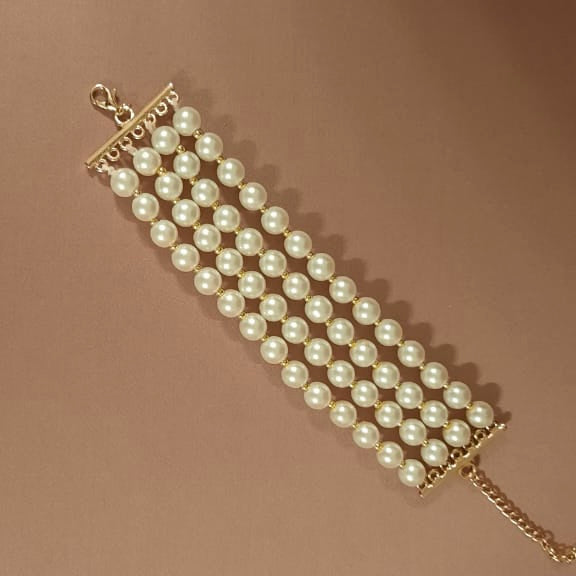 Estele - White Pearl Four Line Bracelet