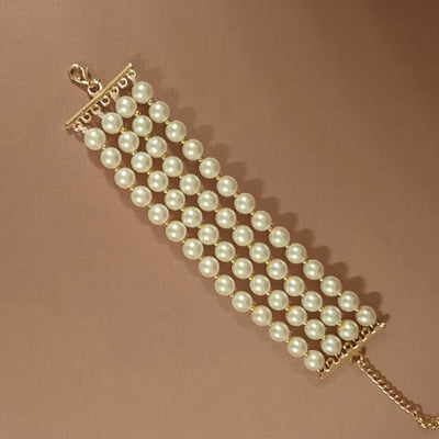 Estele - White Pearl Four Line Bracelet