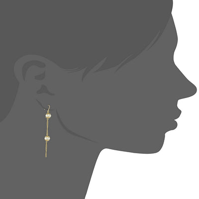 Estele Gold Plated Pearl Chain Dangle Earrings for women