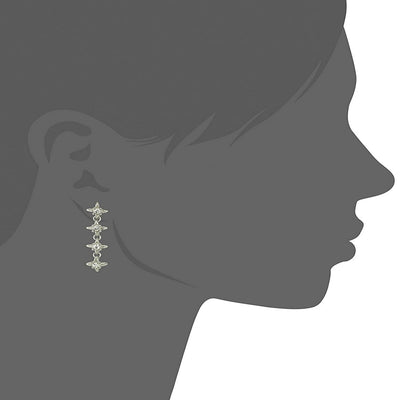 Estele  Silver Plated Bloom Crystal  Dangle Earrings for women