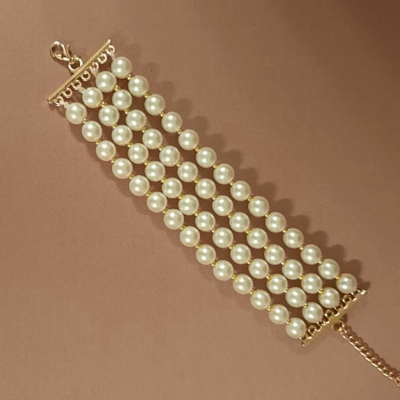 Estele - White Pearl Four Line Bracelet