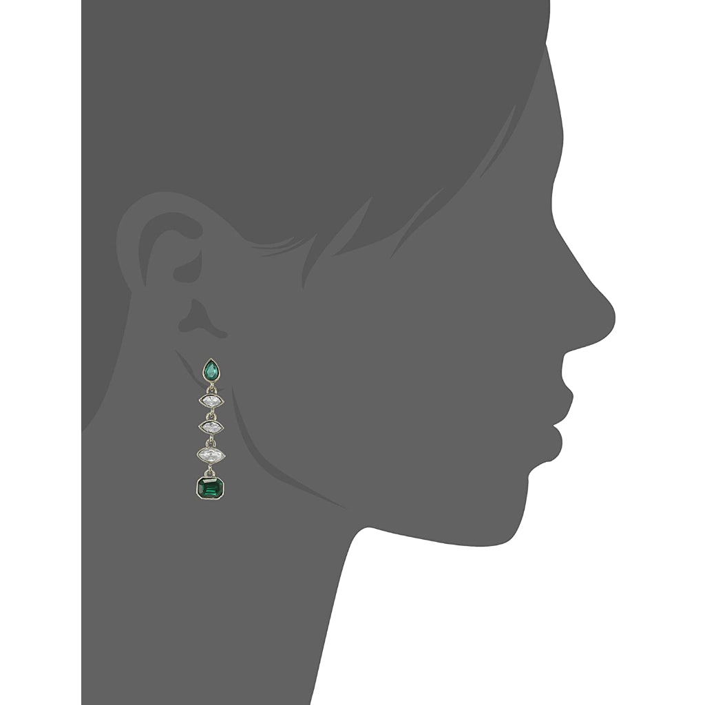 Estele Gold Plated Bling Emerald Marquise Dangle Earrings for women