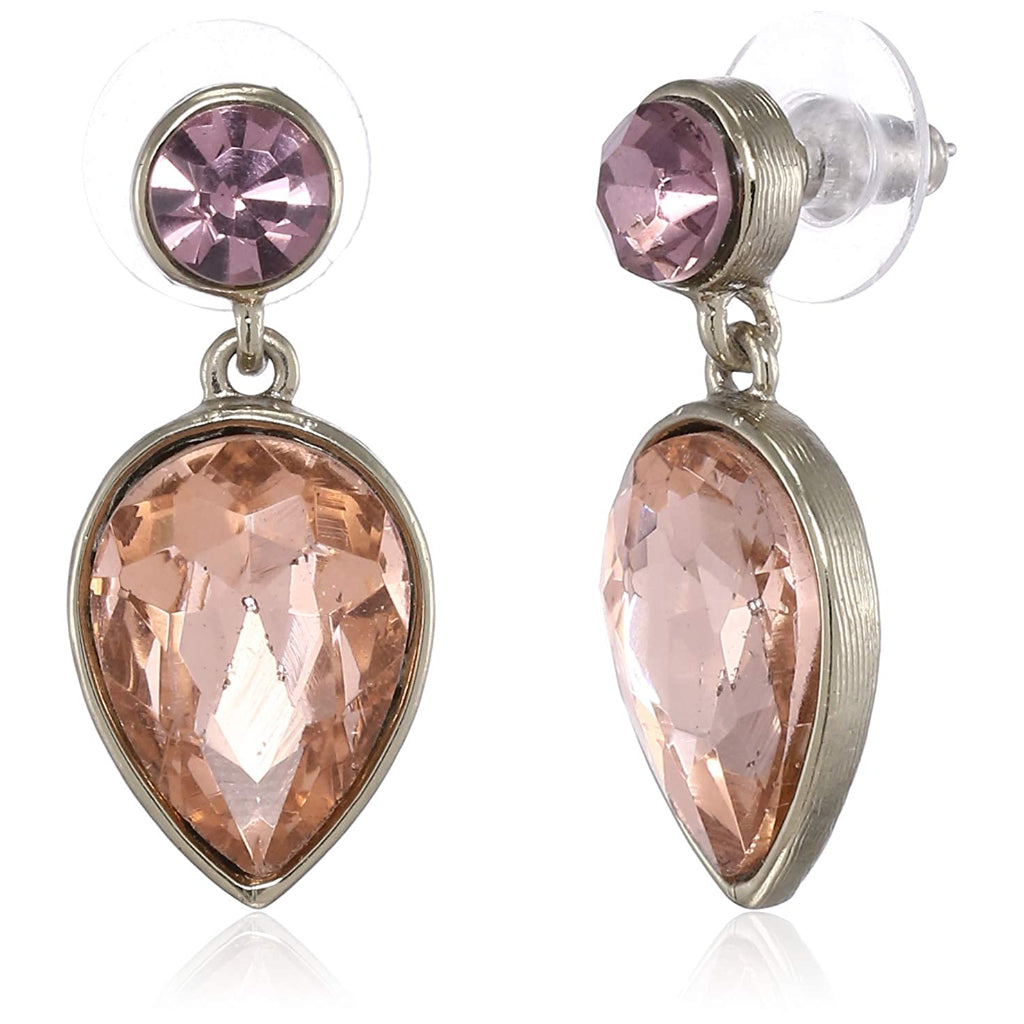 Estele Gold Plated Peach Pear Austrian crystal Drop Earrings for Girls