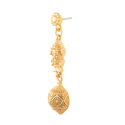 Gold Plated Antique Matsya Bead Dangle Earrings