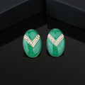 Estele Green colour and white colour stones studs for women