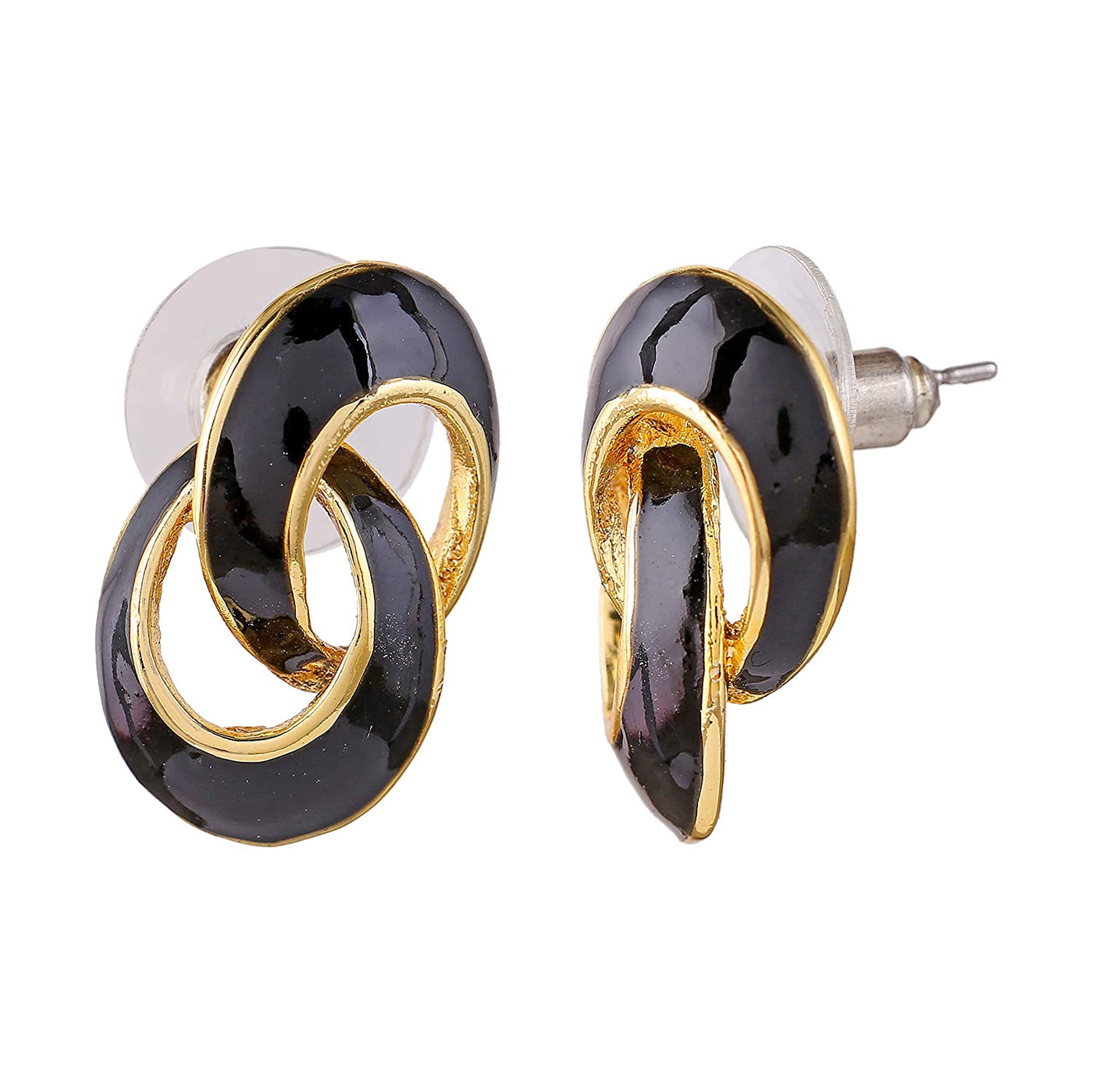 Estele Gold plated and black round latest studs for women