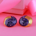 Estele Gold Plated Purple fancy enamel Stud Earrings for women