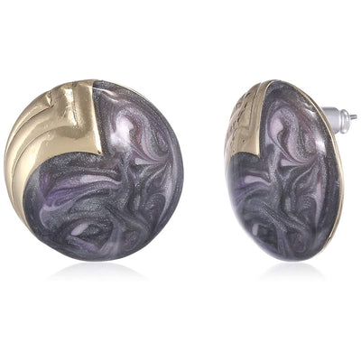 Estele Gold Plated Purple fancy enamel Stud Earrings for women