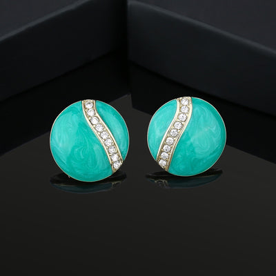Estele Gold plated and white stone with colour mosaic studs for women