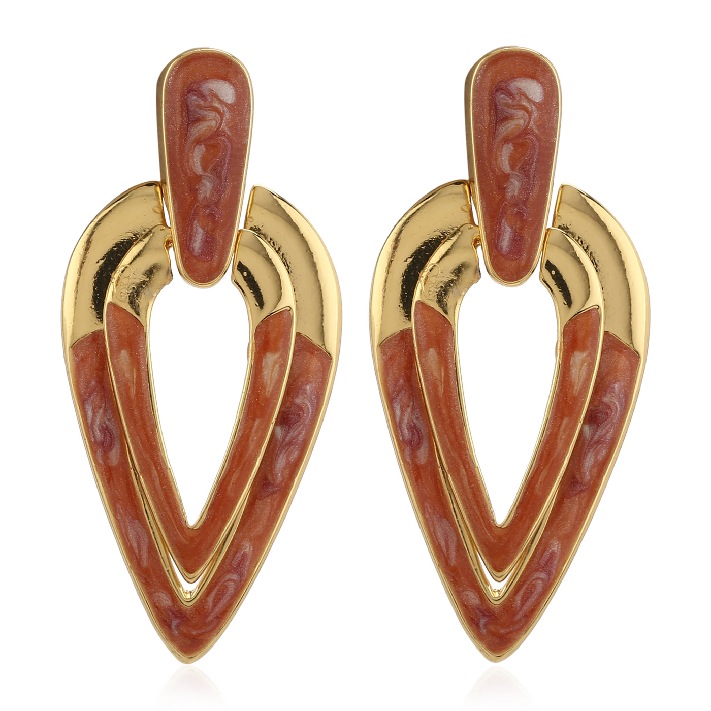Brown Enamel Dangler Earrings