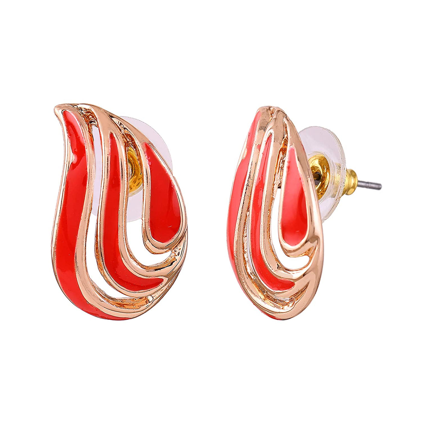 Estele Fashionable Red And Gold Plated Studs For Women