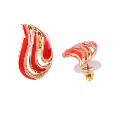 Estele Fashionable Red And Gold Plated Studs For Women
