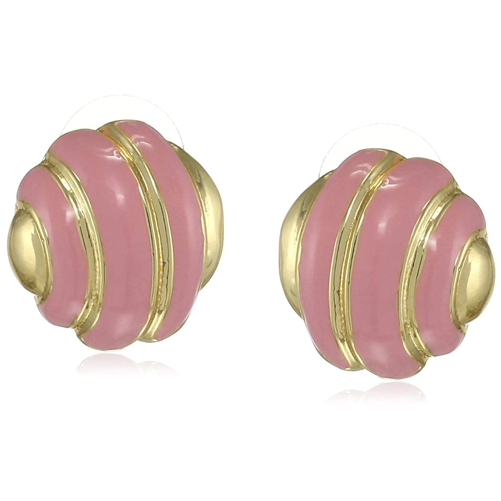 Estele Circular alternate pink and gold plated stud earrings for women