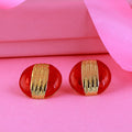 Estele Red fancy and gold plated stud earring for women